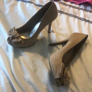 Suede nude high heels